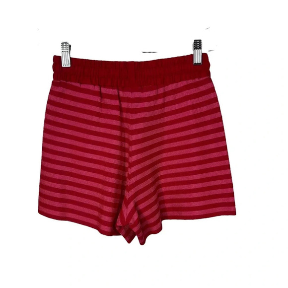 Sandro Red and Pink Striped Knit Drawstring Shorts Size 1 / US Small - Picture 4 of 11